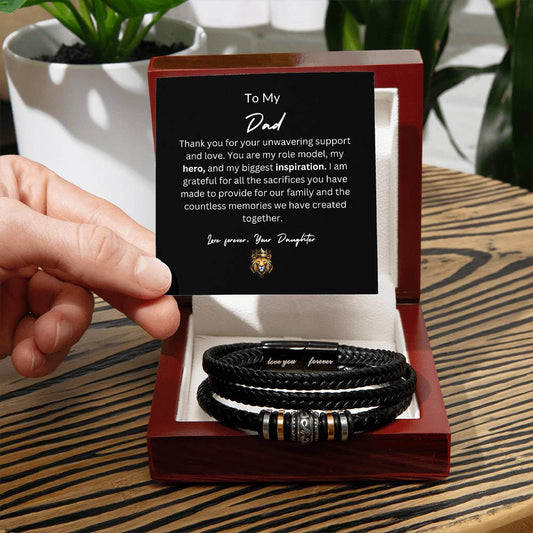 "Men’s engraved 'Love You Forever' bracelet with heartfelt message card – sentimental gift for Dad, perfect for Father’s Day or birthdays"