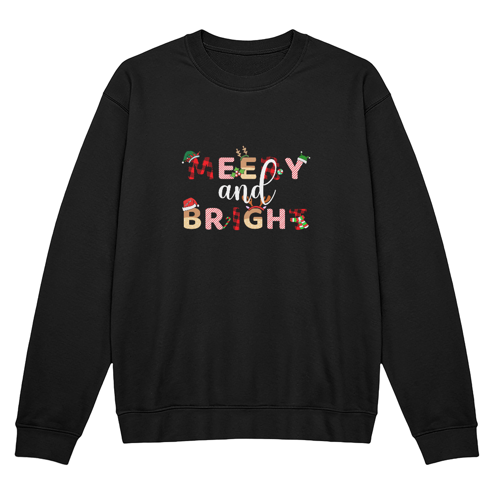 – Merry & Bright Christmas Fleece Pullover Bella + Canvas 3945 Unisex Crewneck Sweatshirt&nbsp;