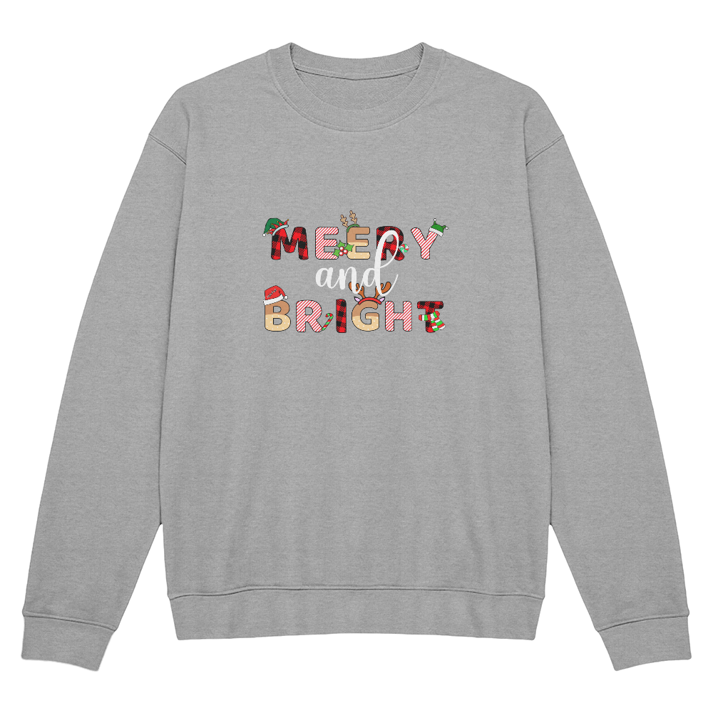 – Merry & Bright Christmas Fleece Pullover Bella + Canvas 3945 Unisex Crewneck Sweatshirt&nbsp;