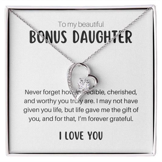 To My Beautiful Bonus Daughter Forever Love Necklace