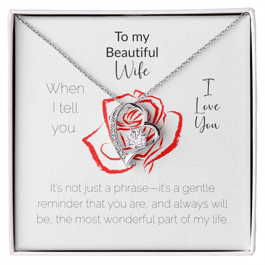 To My Beautiful Wife Forever Love Necklace – Heart Pendant Gift with Message Card & Luxury Box