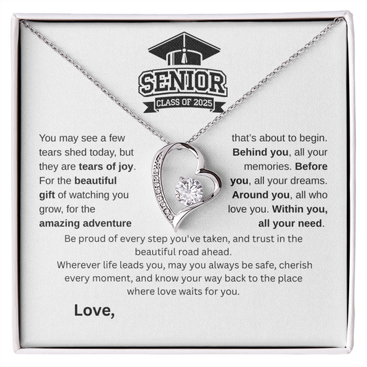 Forever Love Necklace – Graduation Gift for Her | Elegant 14k White Gold or 18k Yellow Gold Finish