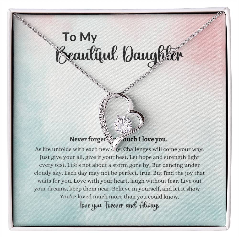 To My Beautiful Daughter Forever Love Necklace