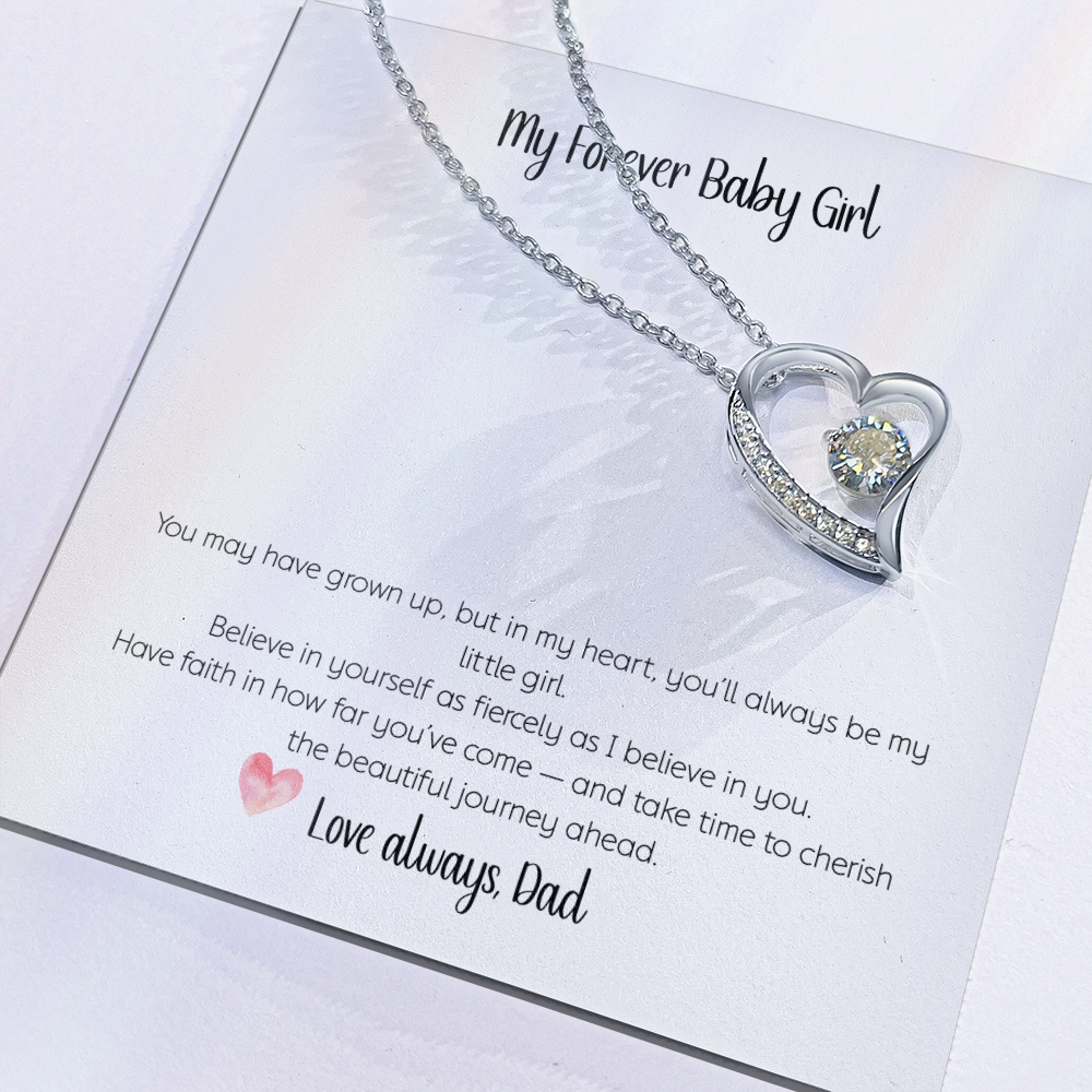 My Forever Baby Girl-Forever Love Heart Necklace - CZ Crystal Pendant Gift for Daughter from Dad