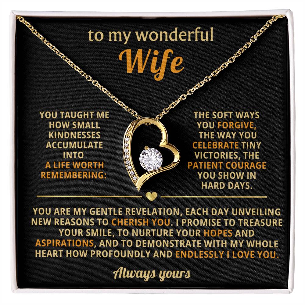 To My Wonderful Wife Forever Love Heart Necklace - Romantic Gift for Wife from Husband - Birthday Valentine's Day Gift for Spouse
