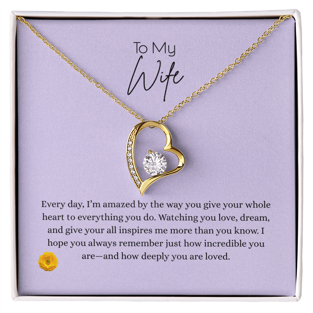 Forever Love Necklace – Heart Pendant, Gift for Wife | 14k White Gold or 18k Yellow Gold Finish