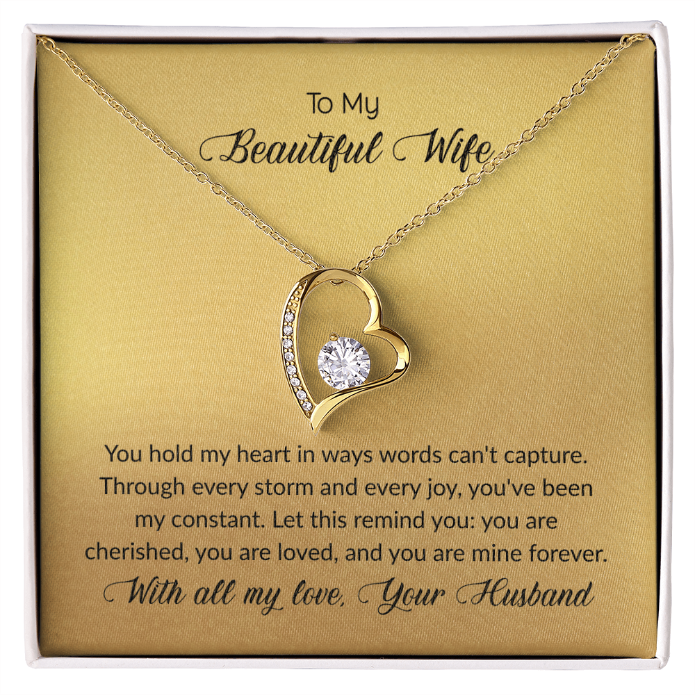 To My  Beautiful Wife Forever Love Heart Necklace for Wife