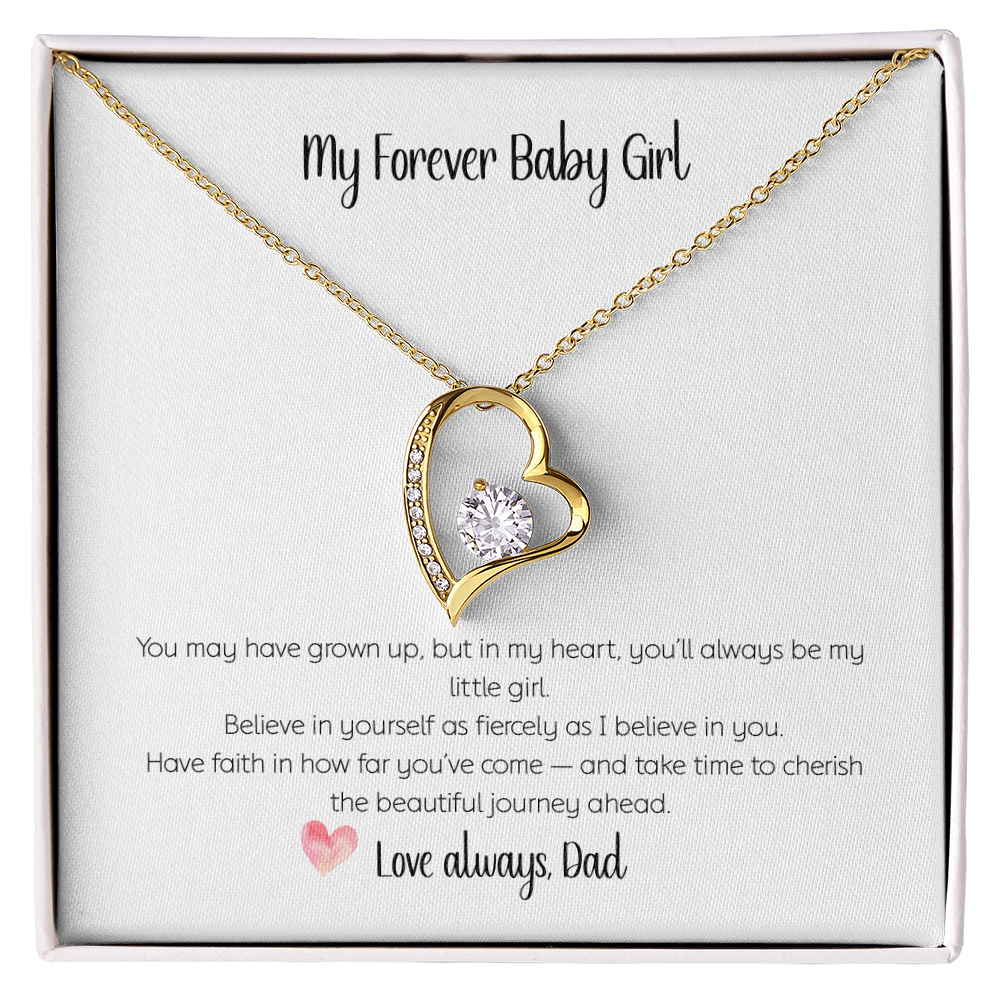 My Forever Baby Girl-Forever Love Heart Necklace - CZ Crystal Pendant Gift for Daughter from Dad