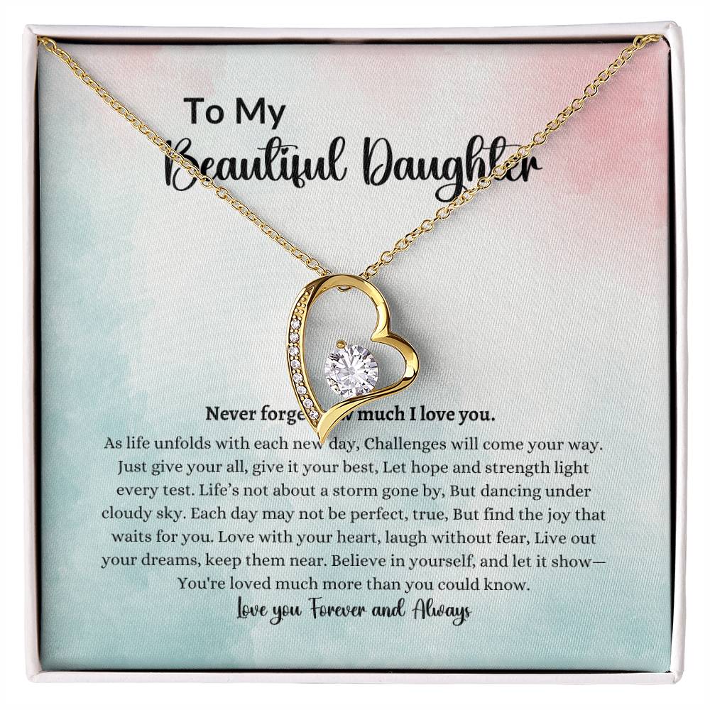 To My Beautiful Daughter Forever Love Necklace