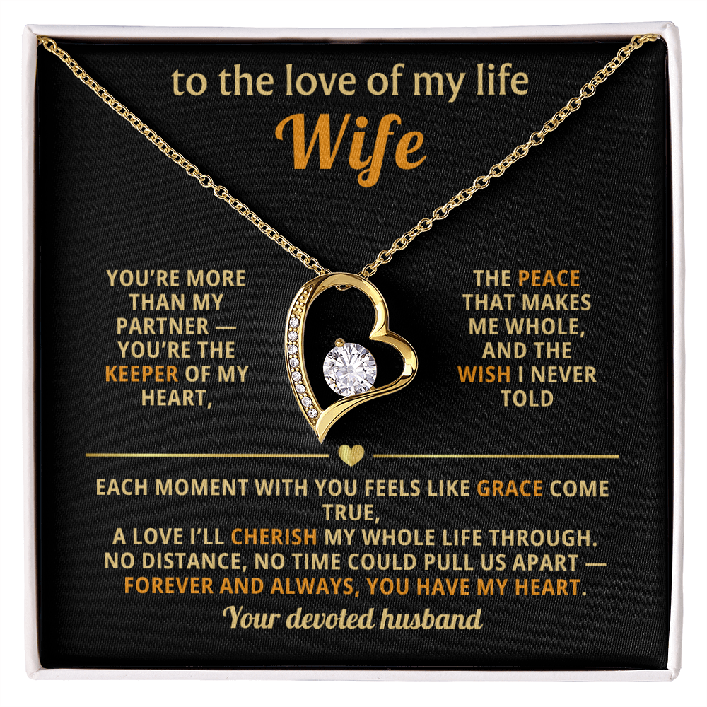 Heart Pendant Wife Necklace – To the Love of My Life - 14k White Gold Over Stainless Steel