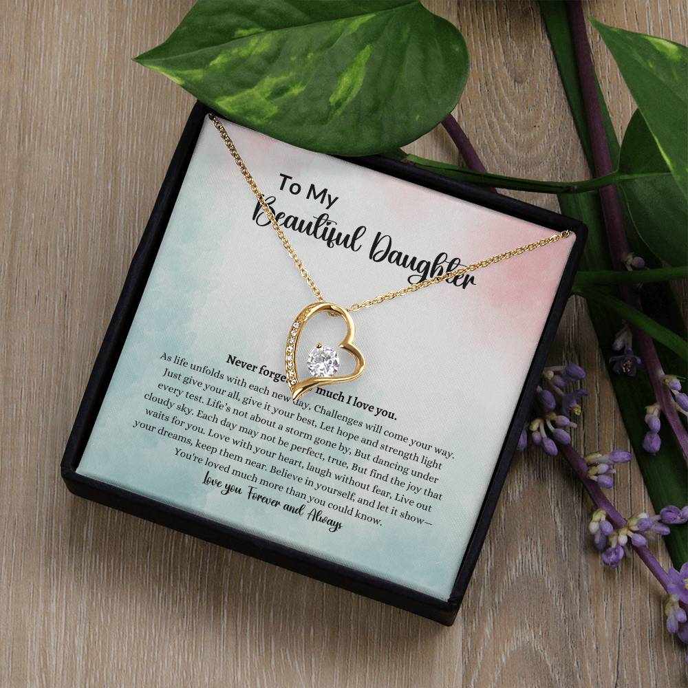 To My Beautiful Daughter Forever Love Necklace