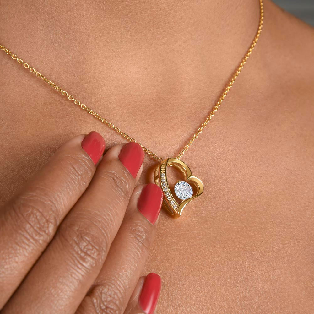 Forever Love Necklace – Heart Pendant, Gift for Wife | 14k White Gold or 18k Yellow Gold Finish