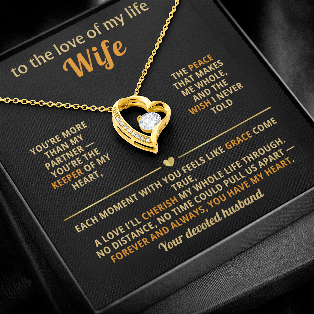 Heart Pendant Wife Necklace – To the Love of My Life - 14k White Gold Over Stainless Steel