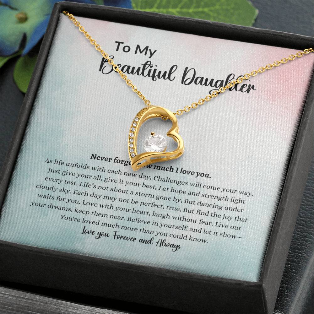 To My Beautiful Daughter Forever Love Necklace