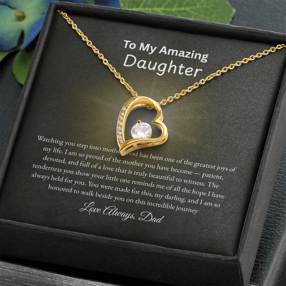 Forever Love Necklace for Daughter from Dad – Heart Pendant | Motherhood Gift |