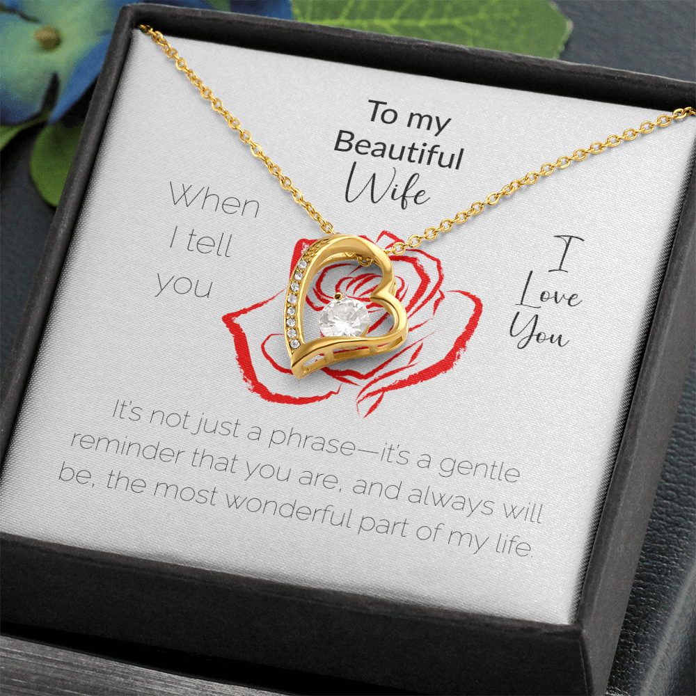 To My Beautiful Wife Forever Love Necklace – Heart Pendant Gift with Message Card & Luxury Box