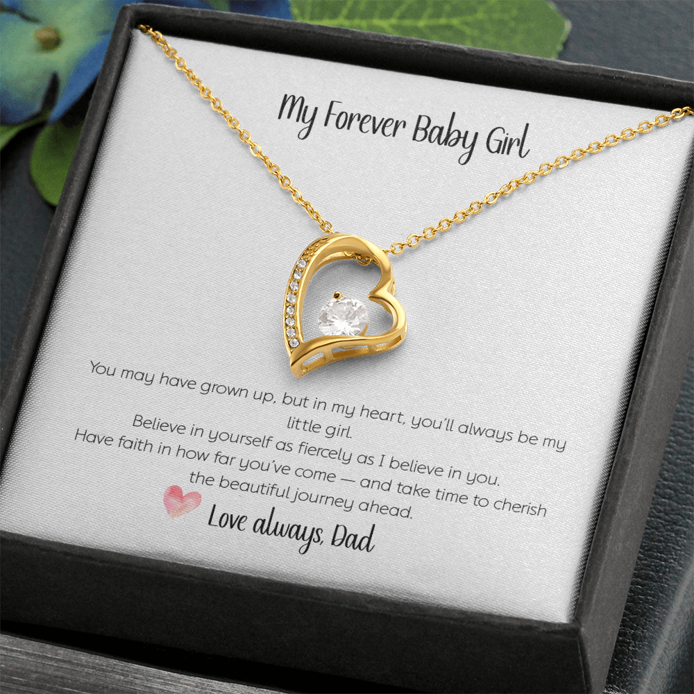 My Forever Baby Girl-Forever Love Heart Necklace - CZ Crystal Pendant Gift for Daughter from Dad