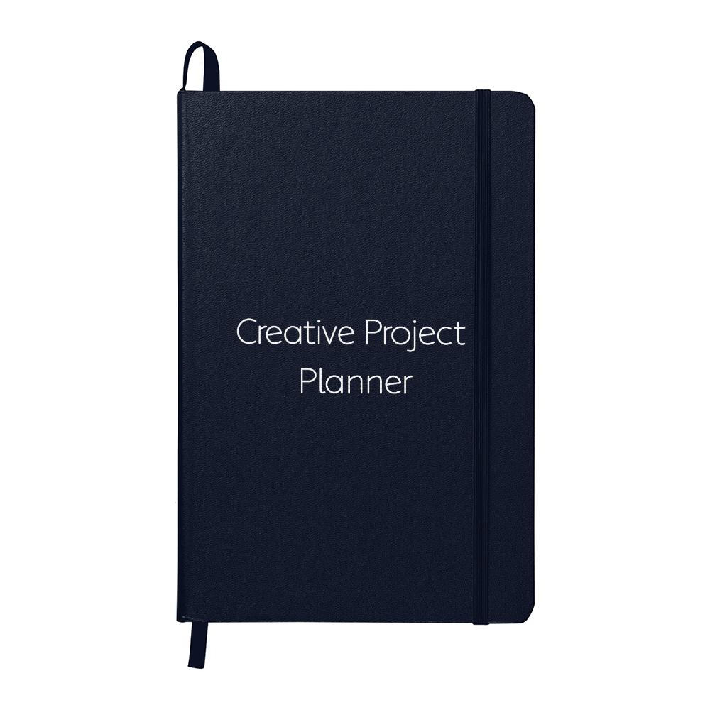 Creative Project Planner Journal | 5.5" x 8.5" Navy Blue Hardcover Notebook | Professional Lined Planner with Ribbon Marker &amp; Pocket