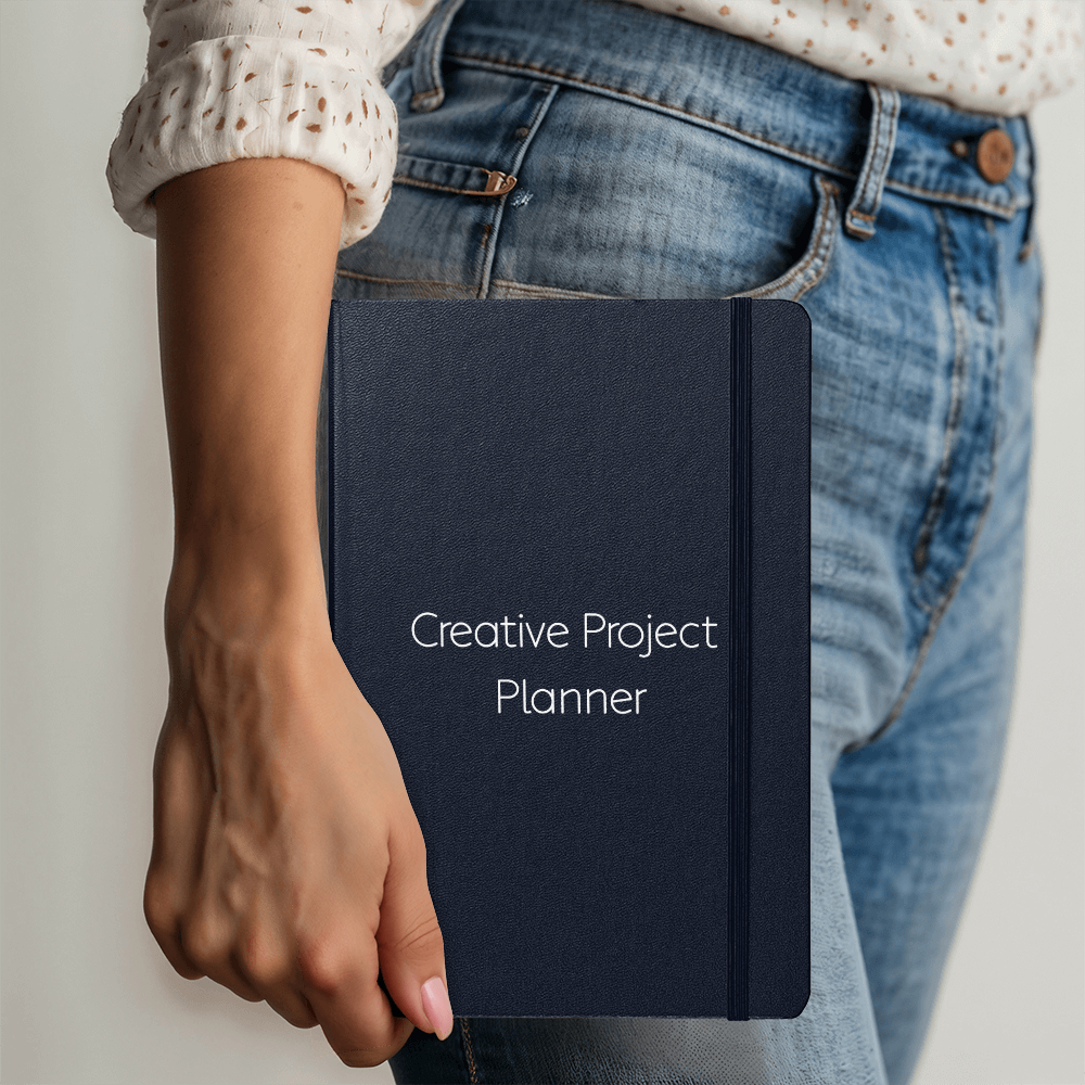 Creative Project Planner Journal | 5.5" x 8.5" Navy Blue Hardcover Notebook | Professional Lined Planner with Ribbon Marker &amp; Pocket