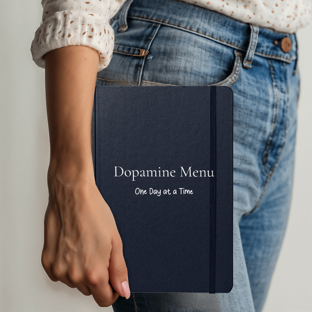 Dopamine Menu Journal - One Day at a Time| Habit Tracker Notebook-White Text