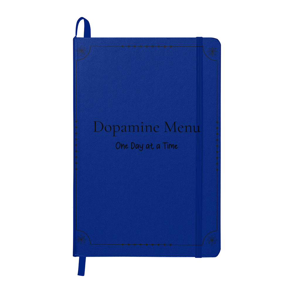 Dopamine Menu Journal - One Day at a Time | 5.5" x 8.5" Lime Green Hardcover Planner | Mindfulness Notebook -Black test and border