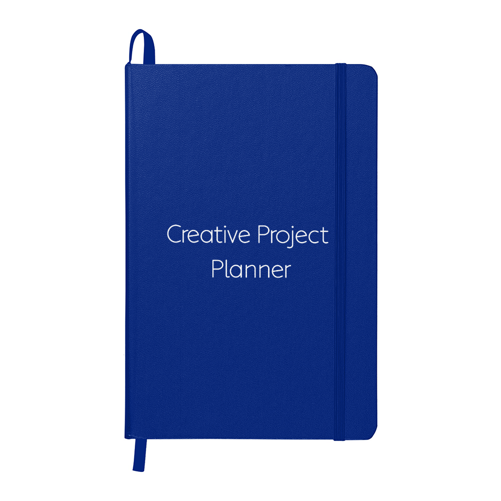 Creative Project Planner Journal | 5.5" x 8.5" Navy Blue Hardcover Notebook | Professional Lined Planner with Ribbon Marker &amp; Pocket