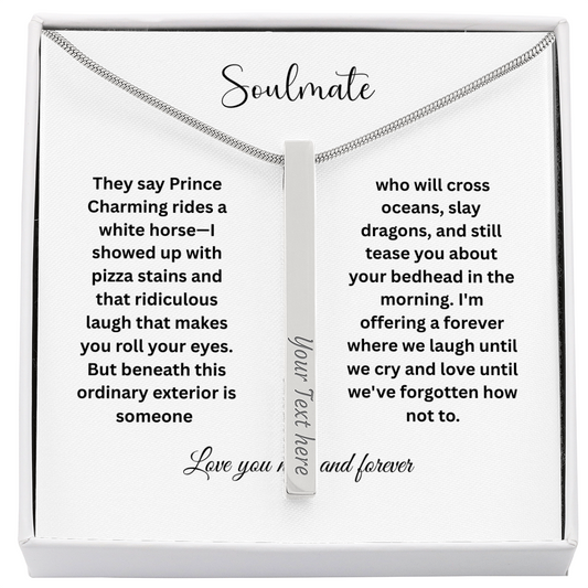 Engraved 4-Sided Stick Necklace - Custom Personalized Jewelry | Soulmate Collection
