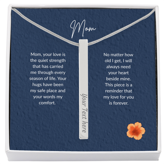 Personalized Engraved Bar Necklace for Mom – Custom 4-Sided Stick Necklace in 18K Gold | Name &amp; Date Jewelry Gift for Her