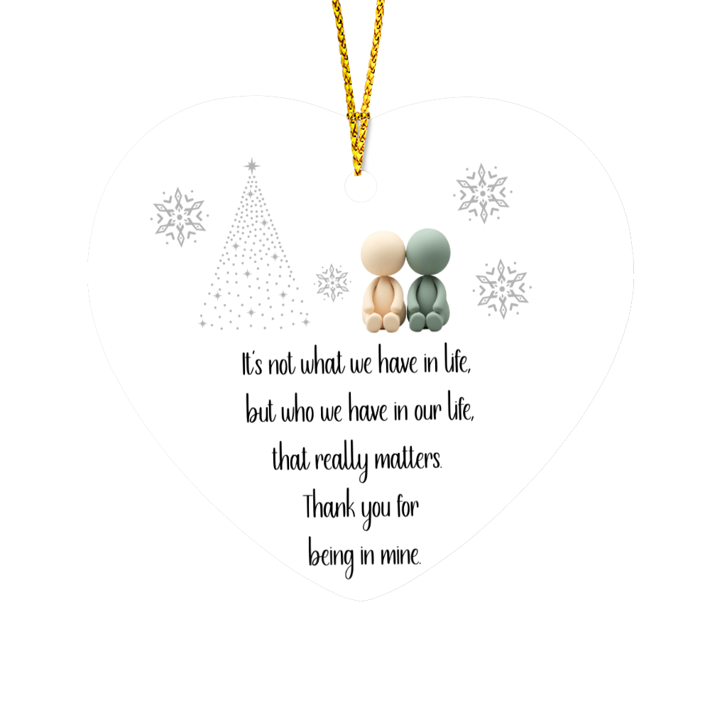 High Gloss Heart Ornament – “Thank You for Being in My Life” Keepsake | Durable MDF Christmas Tree Ornament