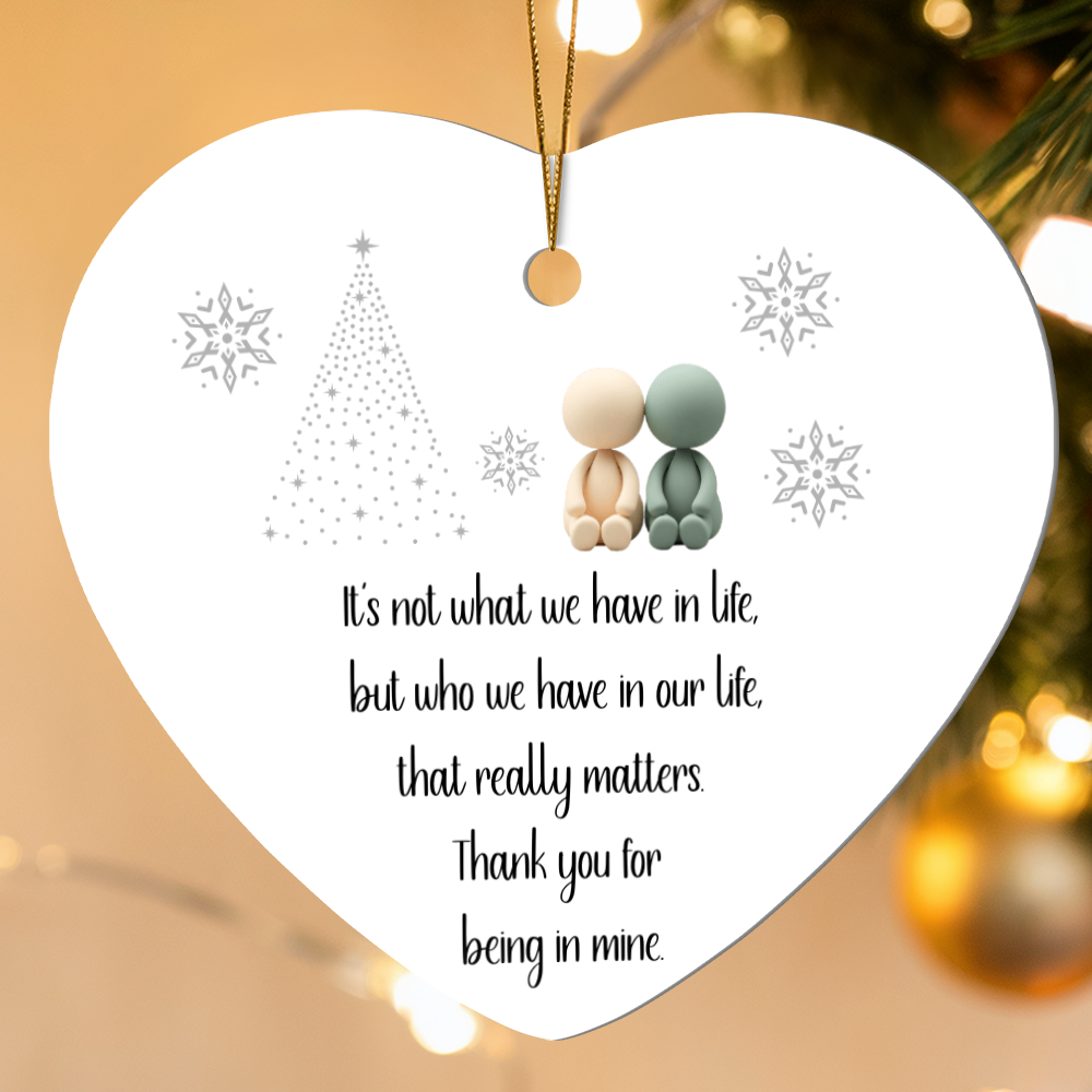 High Gloss Heart Ornament – “Thank You for Being in My Life” Keepsake | Durable MDF Christmas Tree Ornament
