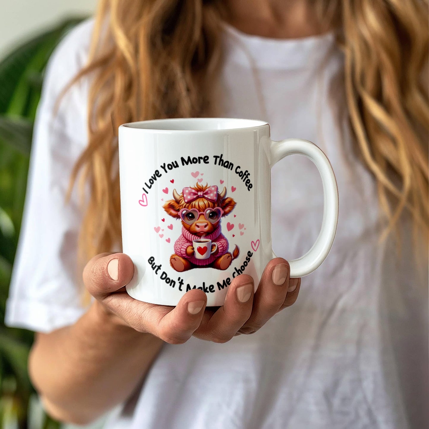 Highland Cow Coffee Mug - "I Love You More Than Coffee" Ceramic Mug - 11oz &amp; 15oz - Dishwasher &amp; Microwave Safe