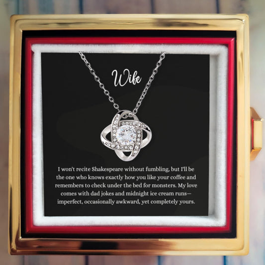 Romantic Wife Gift – Love Knot Necklace with Forever Rose | Sentimental Jewelry for Her