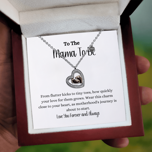 To The Mama To Be-Baby Feet Heart Necklace – Rose Gold New Mom Gift