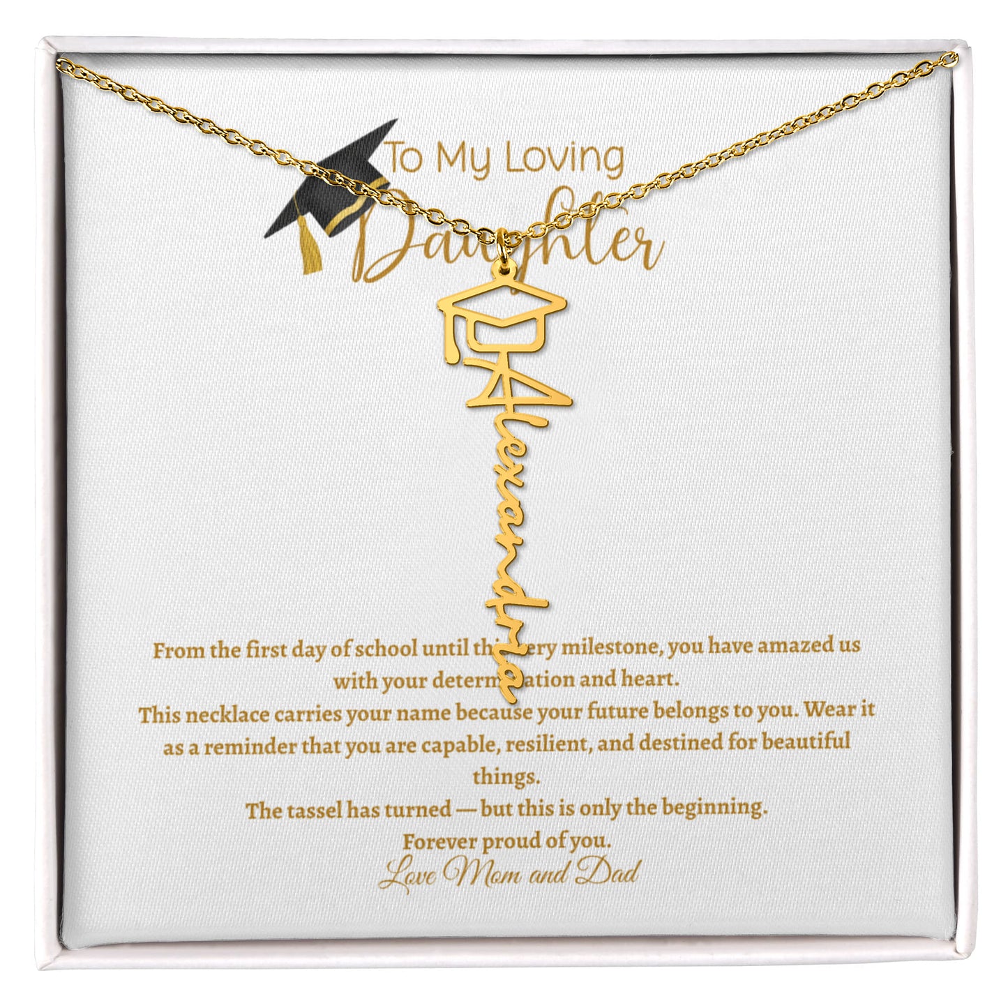 Personalized Graduation Name Necklace – Custom Graduate Gift for Daughter, High School &amp; College Graduation Jewelry
