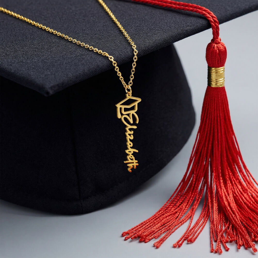 Personalized Graduation Name Necklace – Custom Graduate Gift for Daughter, High School &amp; College Graduation Jewelry