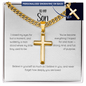 Personalized Cross Necklace for Son - Custom Engraved Cuban Link Chain | Stainless Steel Religious Jewelry Gift from Dad Mom | To My Son Faith Necklace