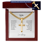 Personalized Cross Necklace for Men | Cuban Link Chain | Engraved Faith Gift | 18K Gold or Stainless Steel