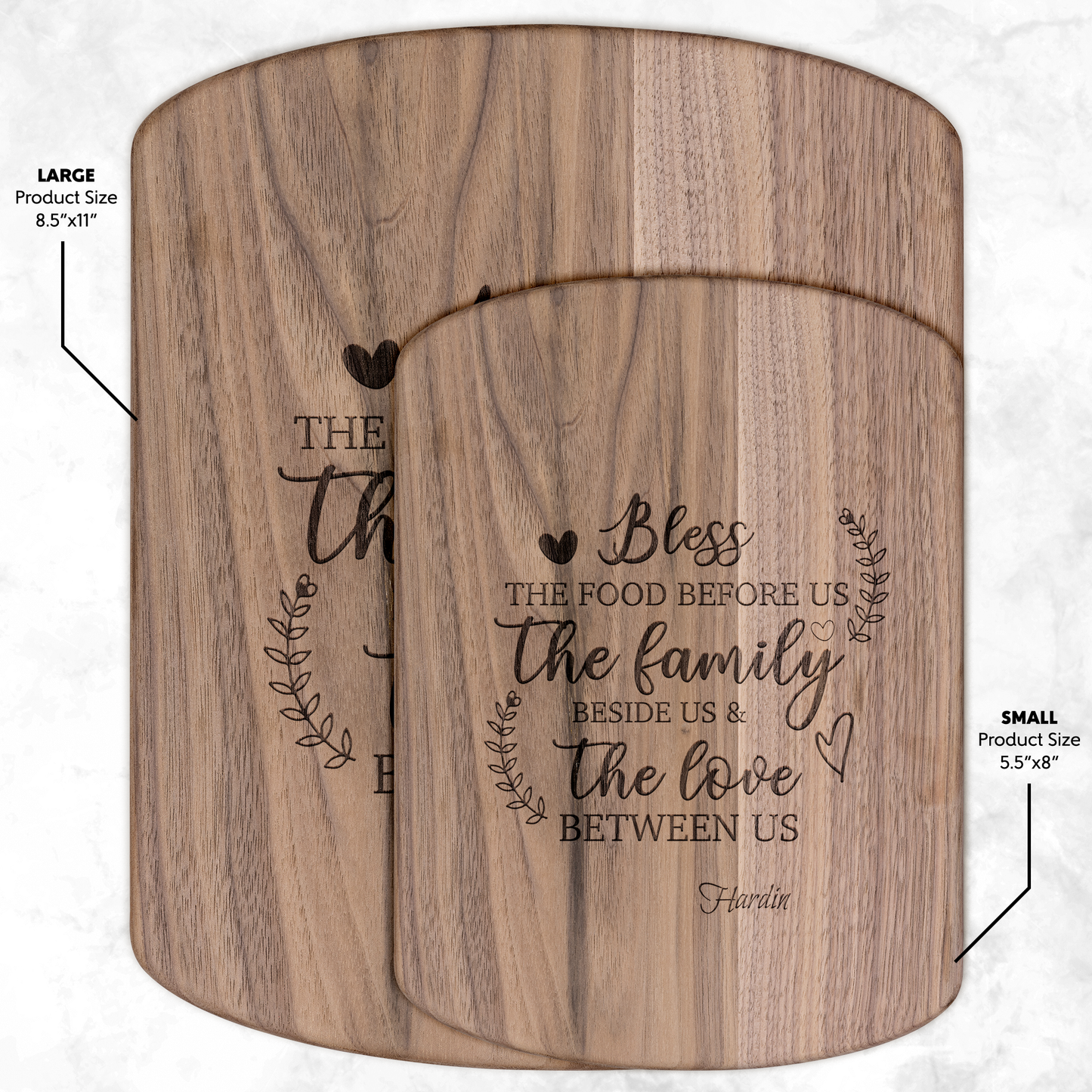 Bless The Food Before Us The Family Beside Us & The Love Between Us Hardwood Oval Cutting Board