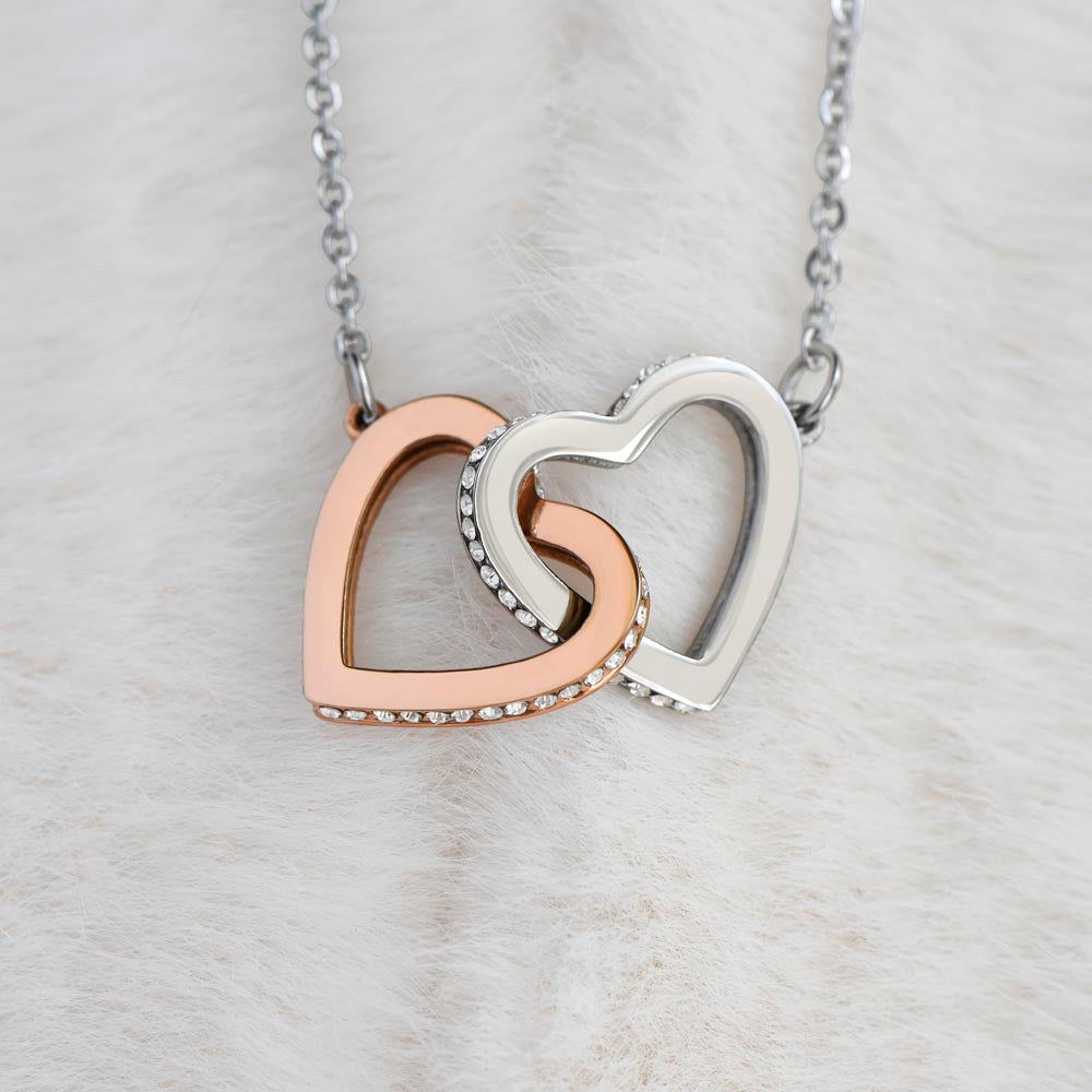 Friendship Gift-Interlocking Hearts Necklace , Rose Gold