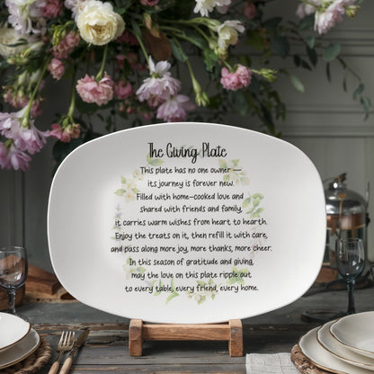 The Giving Plate Platter – Oval Serving Platter, Gratitude &amp; Sharing Gift, 10x14 Ceramic Dish