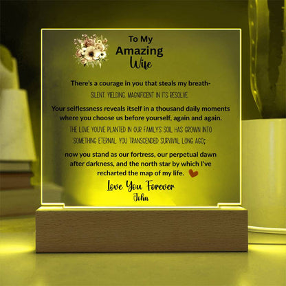 To My Amazing Wife - LED Acrylic Plaque with Heartfelt Message