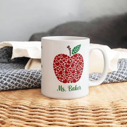 Teacher Appreciation Mug - Heartfelt Apple Design, Perfect Gift for Educators White Ceramic Mug