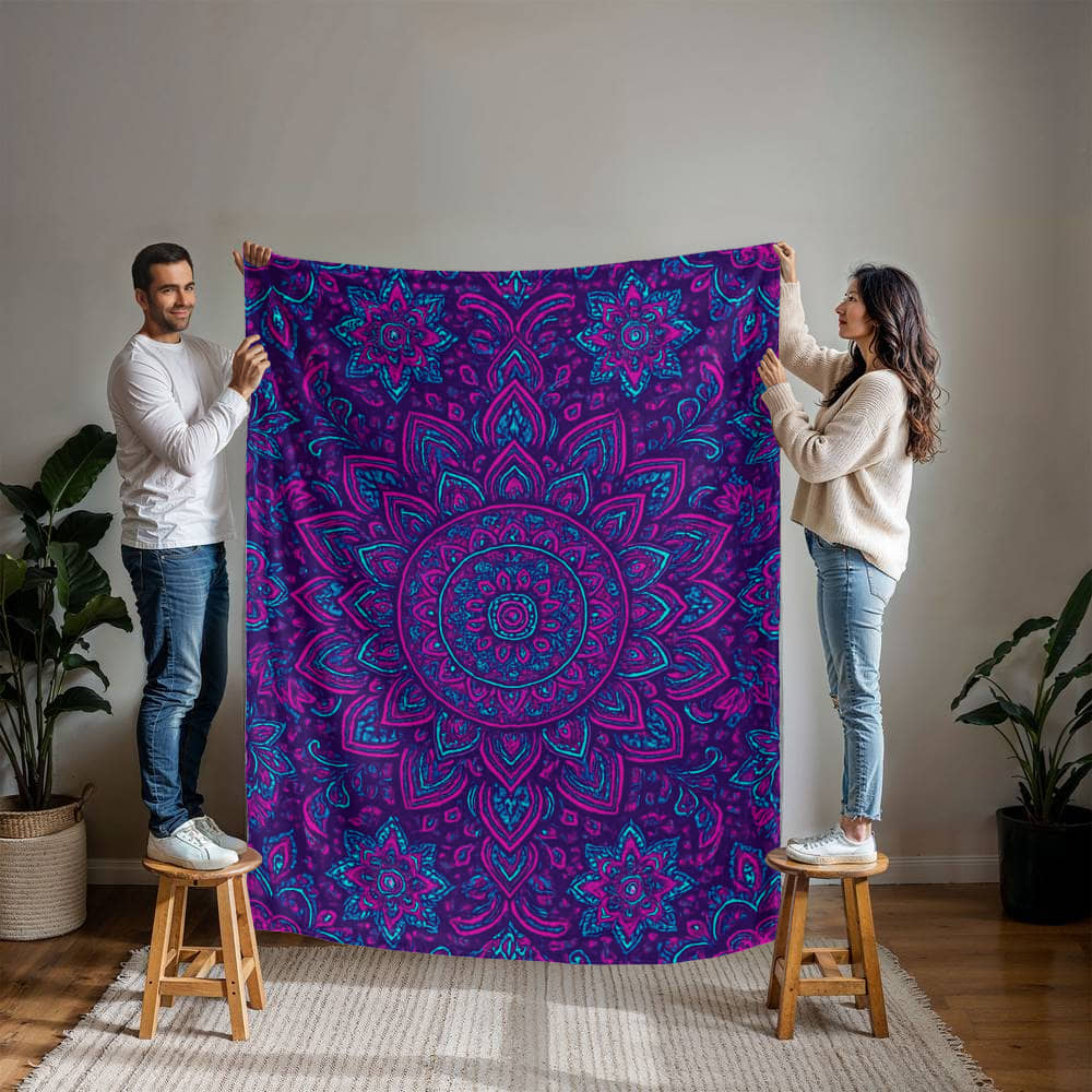 Vibrant Mandala Mink Touch Fleece Blanket – Ultra-Soft, Luxurious Warmth
