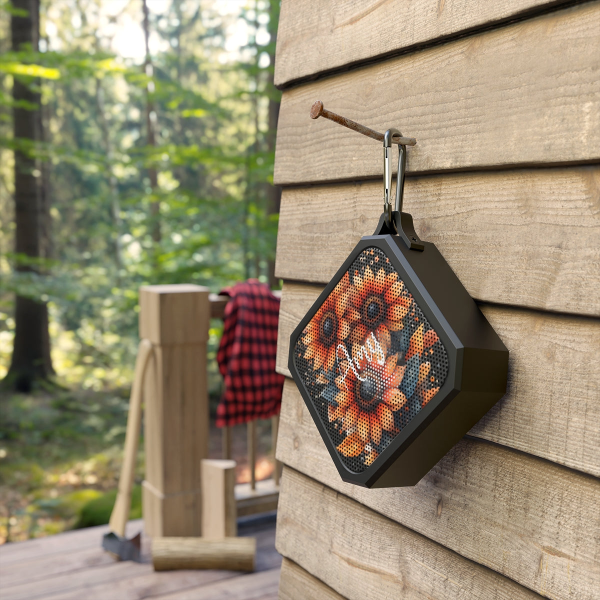 Personalized Sunflower Blackwater Bluetooth Outdoor Speaker - Waterproof, Portable with Carabiner Clip