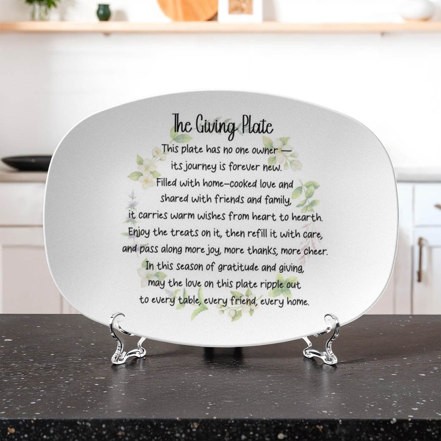 The Giving Plate Platter – Oval Serving Platter, Gratitude &amp; Sharing Gift, 10x14 Ceramic Dish