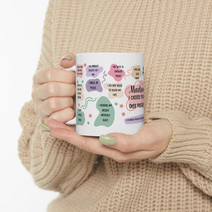 I Choose Peace Over Pressure Affirmation Mug – Self Care Coffee Cup