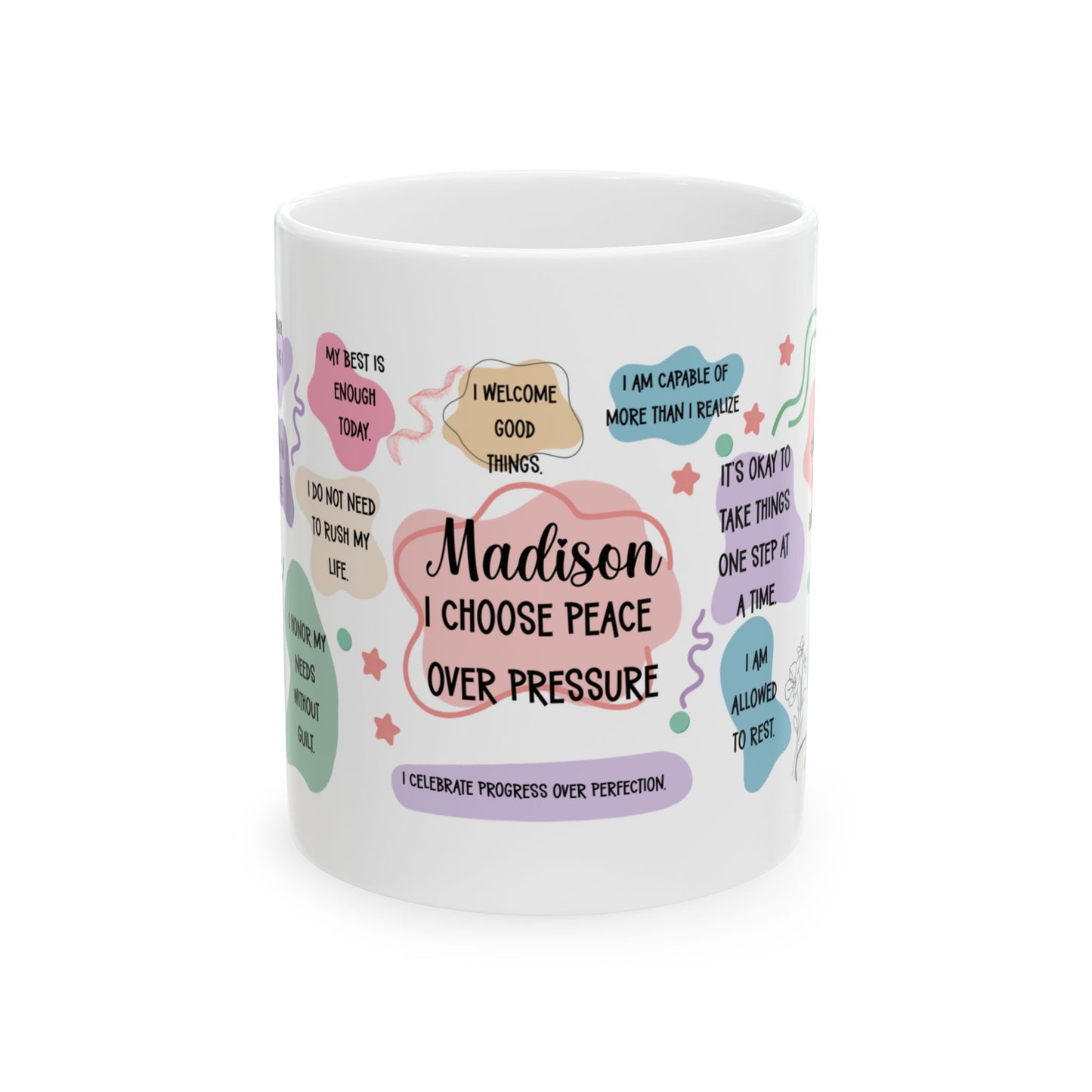 I Choose Peace Over Pressure Affirmation Mug – Self Care Coffee Cup