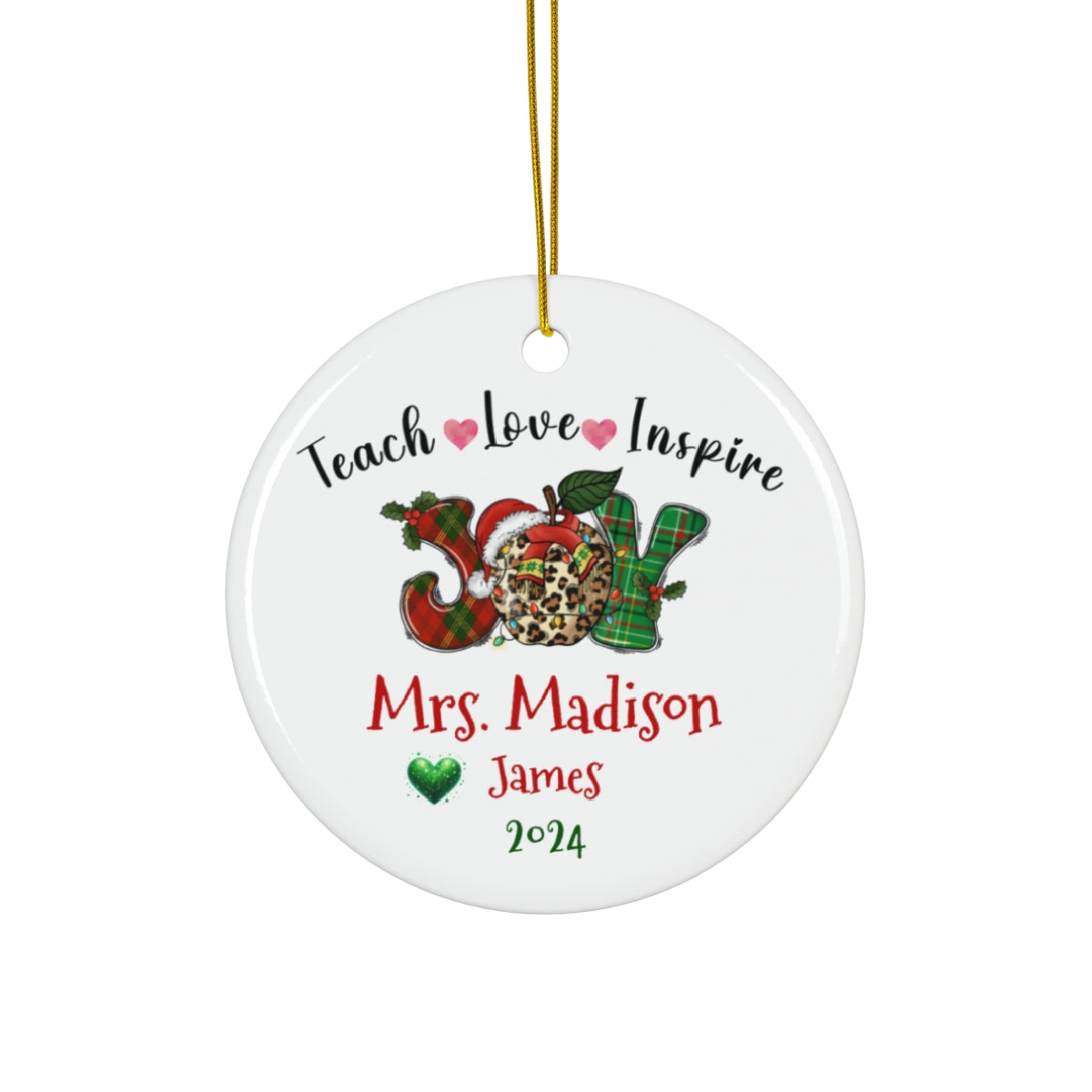 Joy Teacher Christmas Ceramic Ornament