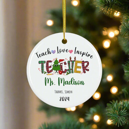 Teacher Christmas Ceramic Ornament