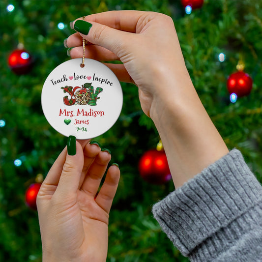 Joy Teacher Christmas Ceramic Ornament